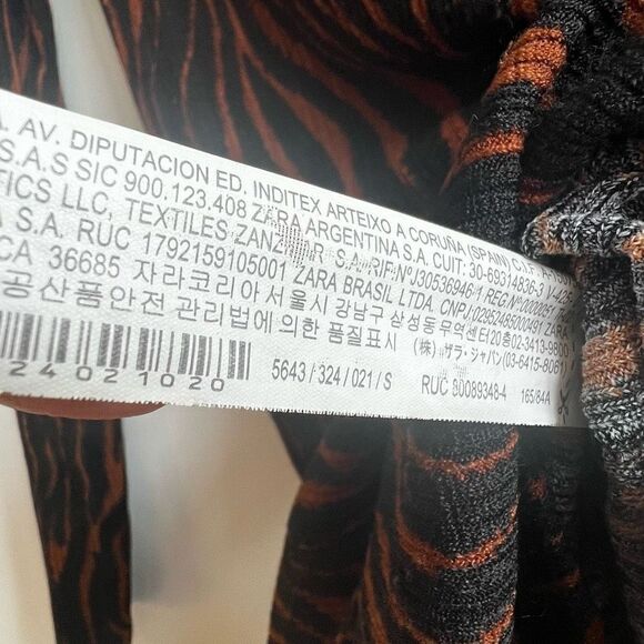 Zara Women's Turtle Neck Long Sleeve Textured Animal Print Body Con Midi Dress B - Picture 6 of 10